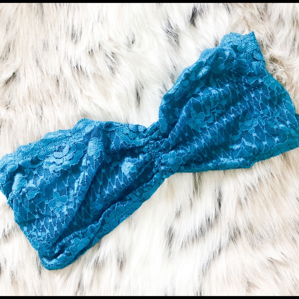 Free People Blue Essential Cross Back Lace Bandeau